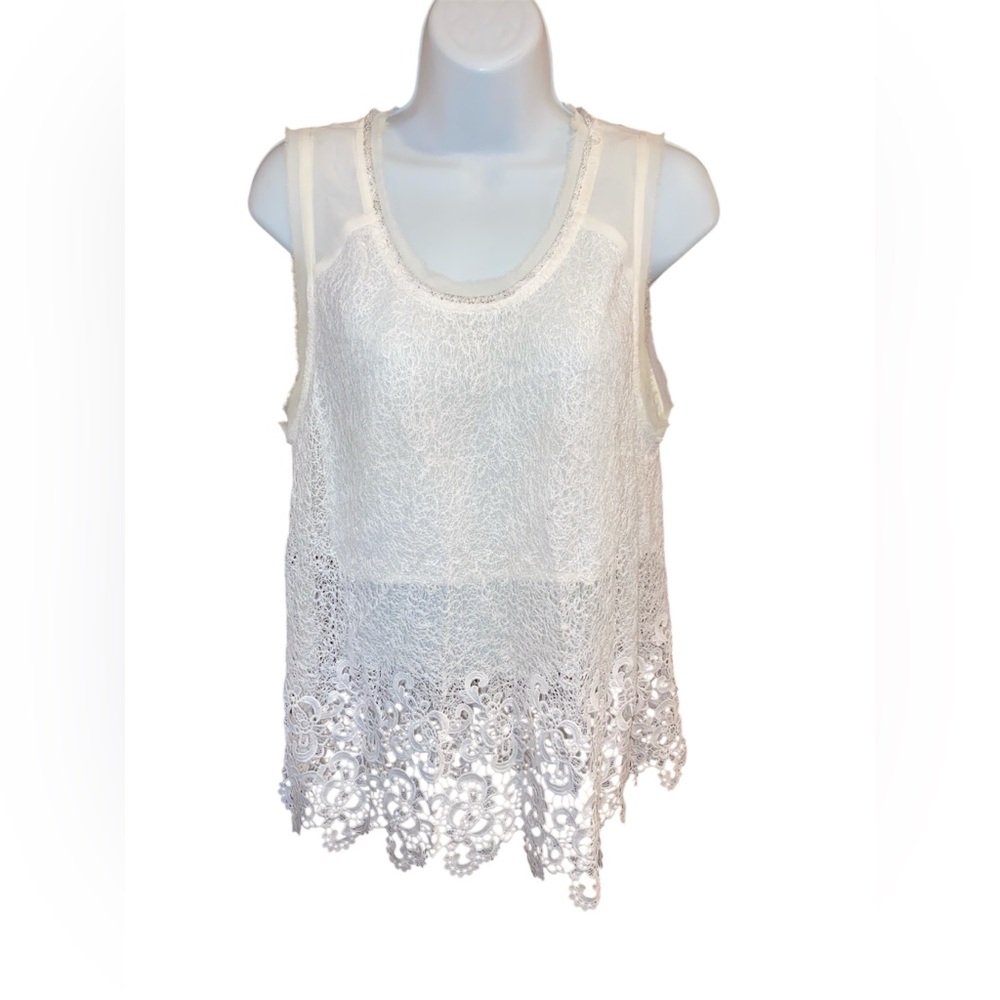 Miss Me Ivory Lace Sleeveless Top Size Small